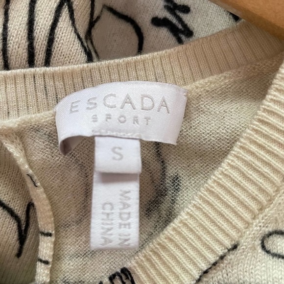 Escada Sport Sweater Sleeveless Abstract Print Wool Blend Size Small - Picture 7 of 10